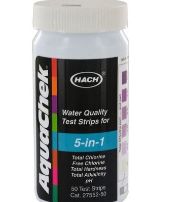 hach 2755250 5 in 1 Water Quality Test Strips for Multi-Parameter Testing with 50 Tests and 0 - 10 mg/L Cl₂ Range