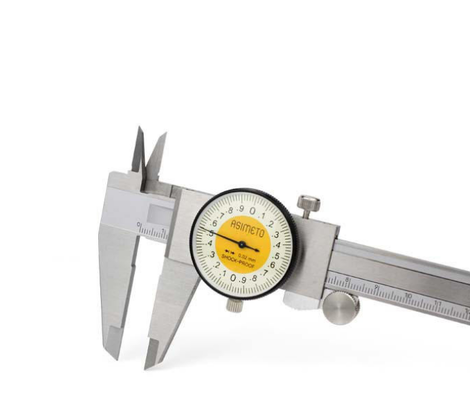 ASIMETO 303-06-2 P303-06-0 Stainless Steel Metric Range 0-150mm Graduation 0.1/0.02mm Dial Calipers