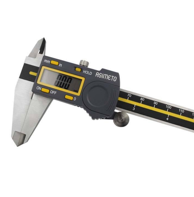 ASIMETO 307-06-5 Stainless Steel Digital Calipers with 0-150mm/6" Measuring Range 0.01mm Resolution & 0.02mm Accuracy
