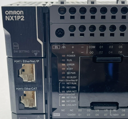 OMRON NX1P programable logic controller built-in EtherNet/IP up to 32 connections, EtherCAT up to 2 synchronous axes 