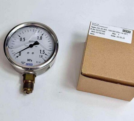 WIKA 232.50 High Precision Shockproof Pressure Gauge 0-1.6MPa 316L SS Corrosion Resistant Stainless Steel Pressure Gauge