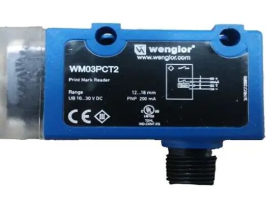 Wenglor - WM03PCT2 مستشعر علامات الطباعة، 12-18MM نطاق، PNP لا NC، M12 رابط، الضوء الأبيض، 1.5x2.5 بقعة، 10-30VDC