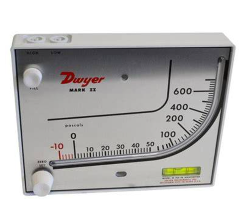 Dwyer dwyeromega MARK II M-700PA ,Molded plastic manometer, range 10-0-700 Pa WITH red fluid