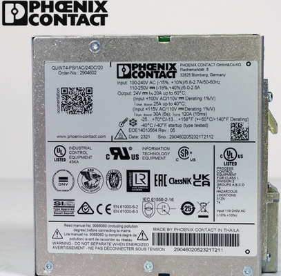 Phoenix Contact Power Supply 2904602 QUINT4-PS/1AC/24DC/20 Unit Input:1-phase, Output: 24 V DC/20 a Primary-switched QUINT POWER
