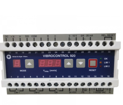 Original SCHENCK Bruel & Kjaer Vibro VC-920 Vibration Monitor with 230 V AC Power and IP 20 Protection